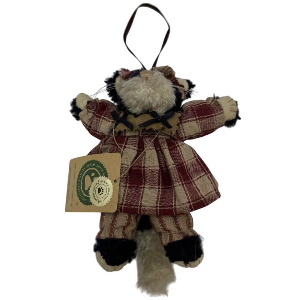 Boyds Bears "Espresso Frisky" Archival Collection Plush Cat In Plaid Dress Chris